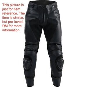 Rossi Racing Genuine Cowhide Leather Motorcycle Pants Black Zip Ankle Size 32/42